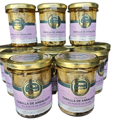 Caballa en tarros de cristal con aceite de oliva 12 unidades premium de La Conservera de Tarifa