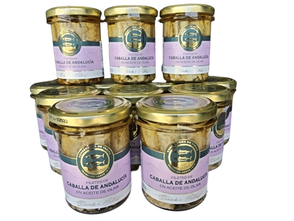 Caballa en tarros de cristal con aceite de oliva 12 unidades premium de La Conservera de Tarifa