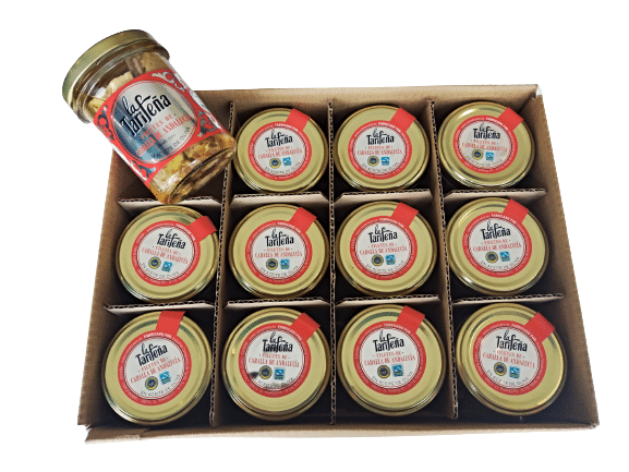 Conservas de filetes de caballa en caja de 12 tarros en aceite de oliva